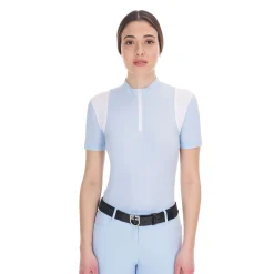 Equestro Women's Slim Fit Training Polo Shirt with Mesh Inserts