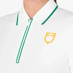Equestro Women's Slim Fit Training Polo Shirt With Zip And Chest Logo