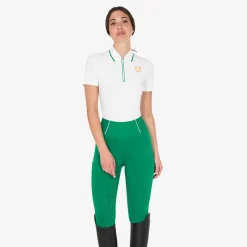 Equestro Women's Slim Fit Training Polo Shirt With Zip And Chest Logo