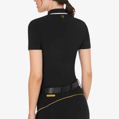 Equestro Women's Slim Fit Training Polo Shirt With Zip And Chest Logo