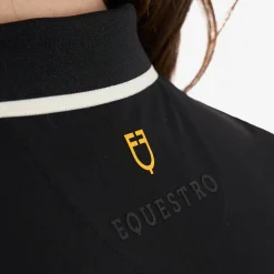 Equestro Women's Slim Fit Training Polo Shirt With Zip And Chest Logo