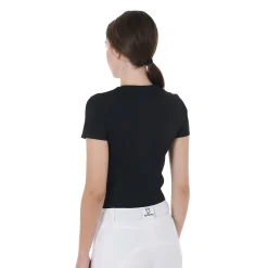 Equestro Women's Slim Fit T-Shirt With Abstract Horse Print