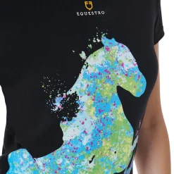 Equestro Women's Slim Fit T-Shirt With Abstract Horse Print