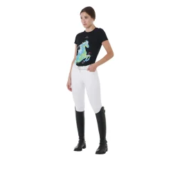 Equestro Women's Slim Fit T-Shirt With Abstract Horse Print