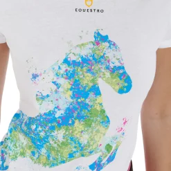 Equestro Women's Slim Fit T-Shirt With Abstract Horse Print