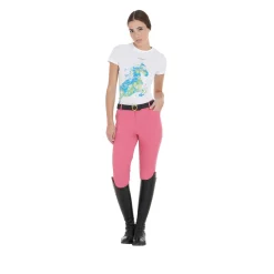 Equestro Women's Slim Fit T-Shirt With Abstract Horse Print