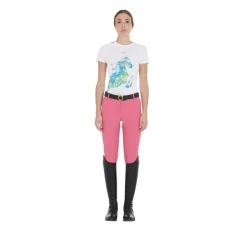 Equestro Women's Slim Fit T-Shirt With Abstract Horse Print
