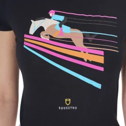 Equestro Women's Slim Fit T-Shirt With Colorful Jumping Design