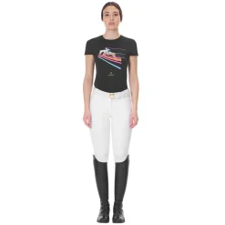Equestro Women's Slim Fit T-Shirt With Colorful Jumping Design