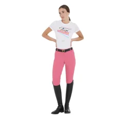 Equestro Women's Slim Fit T-Shirt With Colorful Jumping Design