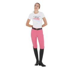 Equestro Women's Slim Fit T-Shirt With Colorful Jumping Design