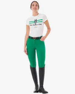 Equestro Women's Stripe Horse Club Cotton T-Shirt