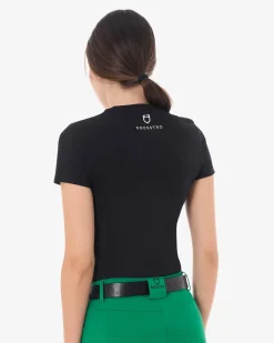 Equestro Women's Stripe Horse Club Cotton T-Shirt