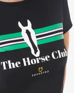 Equestro Women's Stripe Horse Club Cotton T-Shirt
