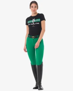 Equestro Women's Stripe Horse Club Cotton T-Shirt