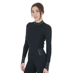 Equestro Women's Technical Training Polo Shirt with Rhinestone Details