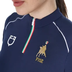 Equestro Women's Training Polo Shirt With Italian Flag Zip Equestro X Fise