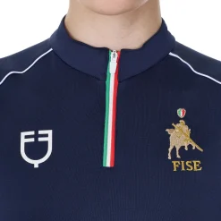 Equestro Women's Training Polo Shirt With Italian Flag Zip Equestro X Fise