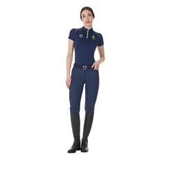 Equestro Women's Training Polo Shirt With Italian Flag Zip Equestro X Fise