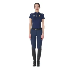 Equestro Women's Training Polo Shirt With Italian Flag Zip Equestro X Fise