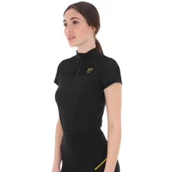 Equestro Women's Training Polo Shirt With Mesh Inserts