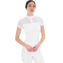 Equestro Women's Training Polo Shirt With Mesh Inserts