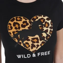 Equestro Women's Wild & Free Slim Fit Cotton T-Shirt