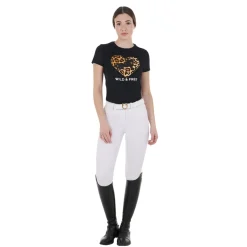 Equestro Women's Wild & Free Slim Fit Cotton T-Shirt
