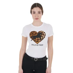 Equestro Women's Wild & Free Slim Fit Cotton T-Shirt