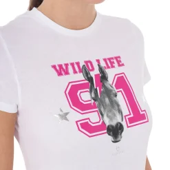 Equestro Women's Wild Life Printed Cotton T-Shirt