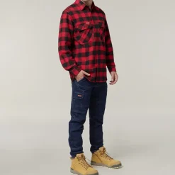 Hard Yakka Men Long Sleeve Check Flannel Shirt