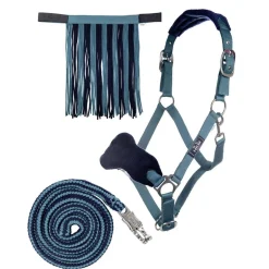 HKM Head Collar & Lead Rope with Panic Hook & Fly Fringe