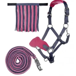 HKM Head Collar & Lead Rope with Panic Hook & Fly Fringe