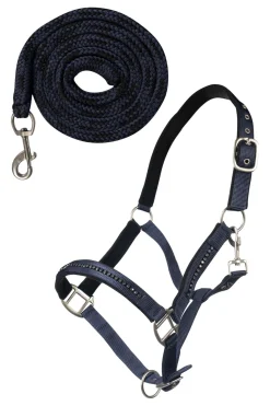 HKM Head Collar Set With Snap Hook -Crystal- Soft Padded