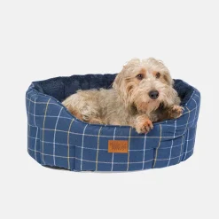 House of Paws Check Tweed Oval Snuggle Bed