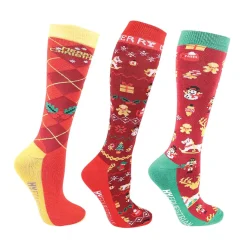 Hy Equestrian Christmas Cross Stitch Socks Pack of 3