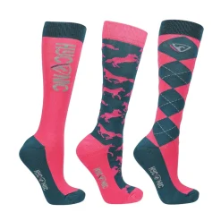 HYCONIC Pattern Socks by Hy Equestrian Pack of 3