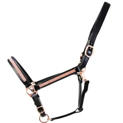 Hy Equestrian Rosciano Rose Gold Detail Leather Head Collar