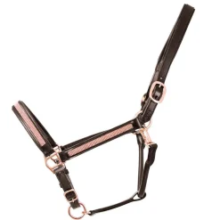 Hy Equestrian Rosciano Rose Gold Detail Leather Head Collar