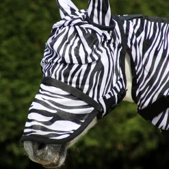 Hy Equestrian Zebra Fly Mask with Ears and Detachable Nose