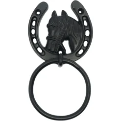 Perry Equestrian Horse Shoe Tie Rings on Plate
