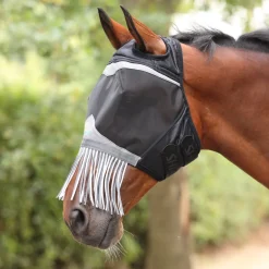 Shires FlyGuard Pro Fine Mesh Fly Mask with Ear Holes & Nose Fringe