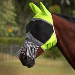 Shires FlyGuard Pro Hi-Viz Fine Mesh Fly Mask with Ears & Nose Fringe